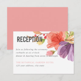 Invitación Flores salvajes de color agua negrita Recepción de