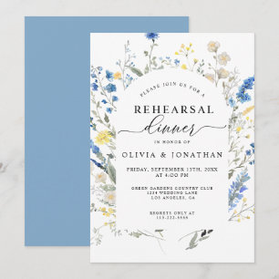 Invitación Flores salvajes de color azul turquesa Ensayo de f