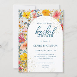 Invitación Flores salvajes de color de agua ducha de novia co
