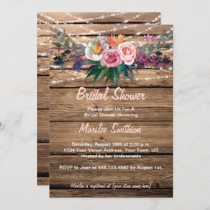Invitación Flores salvajes de color de madera de madera de pi