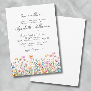 Invitación Flores salvajes de colores negrita Botánica Ducha 