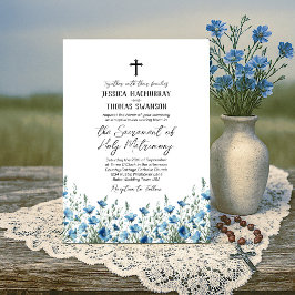 Invitación Flores salvajes de la Moda Blue & Sage Boho Boda c