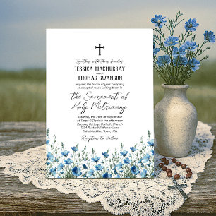 Invitación Flores salvajes de la Moda Blue & Sage Boho Boda c