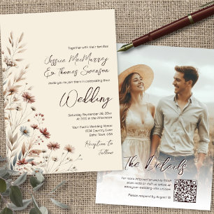Invitación Flores salvajes de la Moda de Boho y Boda de foto 