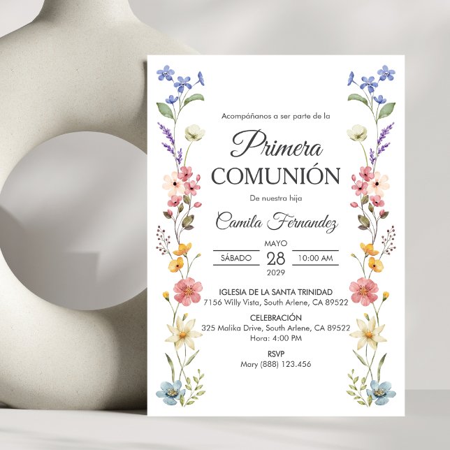 Invitación Flores salvajes de la primera comunión de Primera  (Subido por el creador)