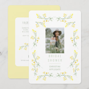 Invitación Flores salvajes de primavera amarilla Foto ducha d