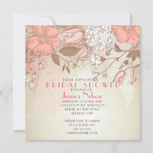 Invitación Flores salvajes de primavera ducha de novias (Anverso)