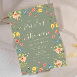 Invitación Flores salvajes de primavera elegante Sage Bridal 