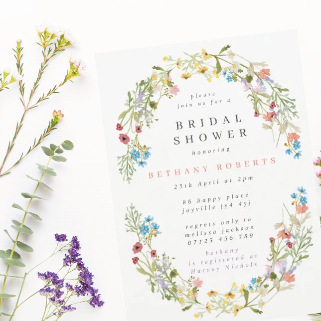 Invitación Flores salvajes de primavera rusa ducha de novia (Subido por el creador)