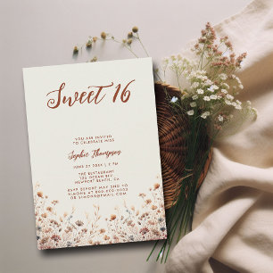 Invitación Flores salvajes de Terracota de época Dulce dulce