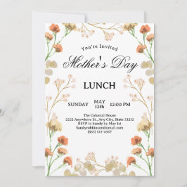 Invitación Flores salvajes delgadas Almuerzo del Día de la Ma