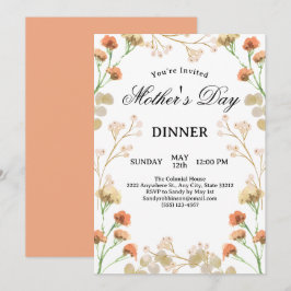 Invitación Flores salvajes delgadas cena del Día de la Madre