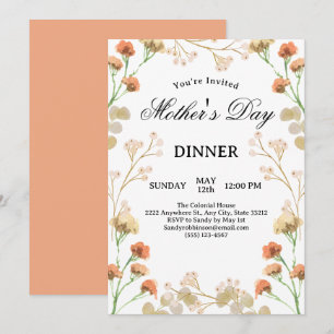 Invitación Flores salvajes delgadas cena del Día de la Madre 