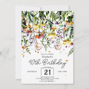 Invitación Flores salvajes Delicadas de verano 40 años