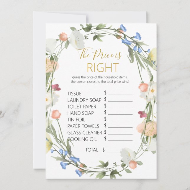 Invitación Flores salvajes ducha de novia El precio es el jue (Anverso)
