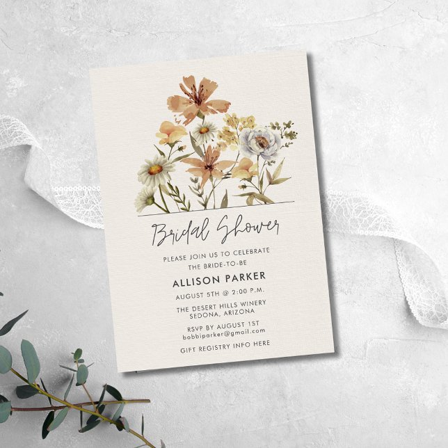 Invitación Flores salvajes Ducha de novias (Wildflowers Bridal Shower Invitation)