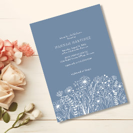Invitación Flores salvajes Dusty Blue Elegant Boho Bridal Sho