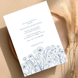 Invitación Flores salvajes Elegante Boho Dusty Blue Bridal Sh
