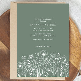 Invitación Flores salvajes Elegante Boho Sage Green Bridal Sh