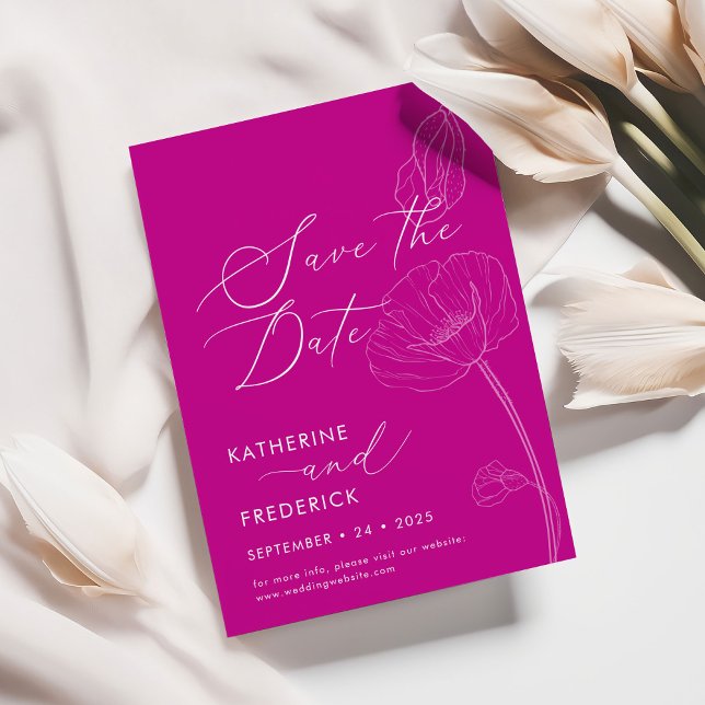 Invitación Flores salvajes elegantes magenta audaces ahorran  (Subido por el creador)