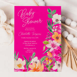 Invitación Flores salvajes en negrita y brillante guión de be