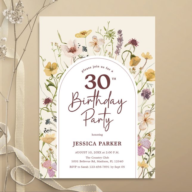 Invitación Flores salvajes Jardín Botánico 30 cumpleaños (Subido por el creador)