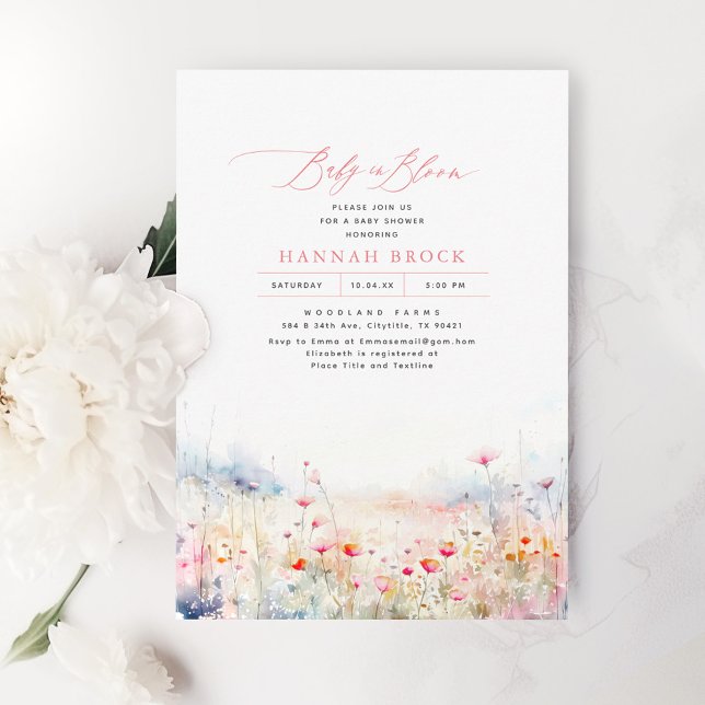 Invitación Flores salvajes Meadow Elegante Baby Shower de ver (Subido por el creador)