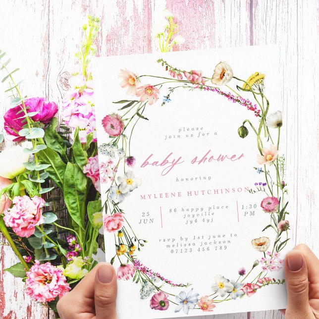Invitación Flores salvajes modernas escribieron una invitació (Subido por el creador)