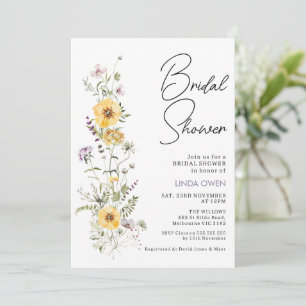 Invitación Flores salvajes moradas amarillo