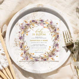 Invitación Flores salvajes moradas bebé en una ducha en flor