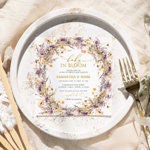 Invitación Flores salvajes moradas bebé en una ducha en flor