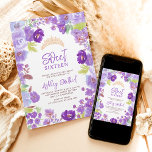 Invitación Flores salvajes moradas de lavanda Sweet 16 cumple<br><div class="desc">Nuestro Garden Romance Floral Invitation marca el tono perfecto para una suave invitación de 16 años de lavanda pastel y dulce morado. Presenta una delicada acuarela morada y detalles románticos. Con púrpura profundo y acuarela floral de lavanda pintada a mano, vegetación y un guión elegante de pincel con una falsa...</div>
