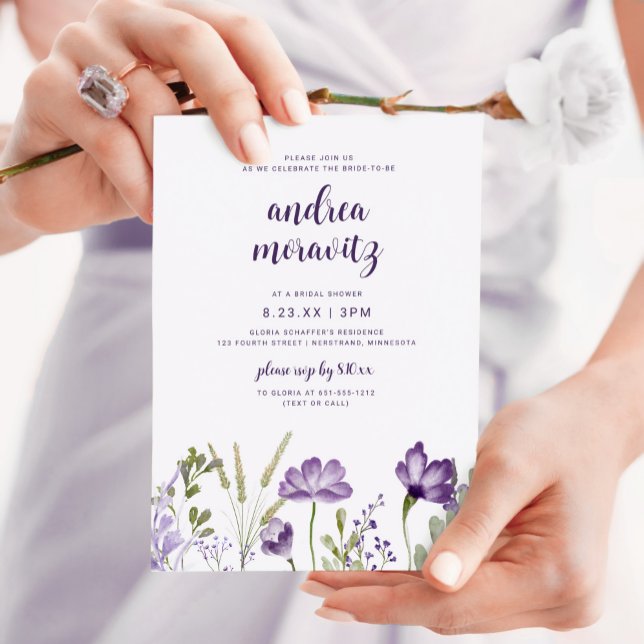 Invitación Flores salvajes moradas Ducha de novia (Subido por el creador)