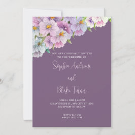 Invitación Flores salvajes moradas y azules Boda de jardín mo