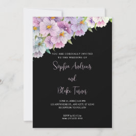 Invitación Flores salvajes moradas y azules Boda en el jardín