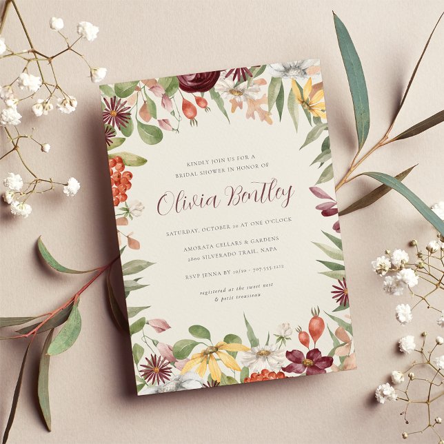 Invitación Flores salvajes otoñales caen en la ducha de novia (Subido por el creador)