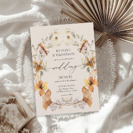 Invitación Flores salvajes otoño acuarela Floral gingko Boda