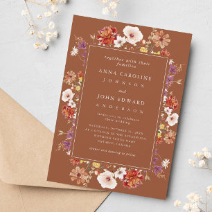 Invitación Flores salvajes otoño Boda moderno foto de otoño