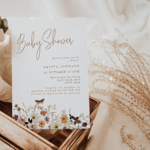Invitación Flores salvajes otoño Boho Baby Shower