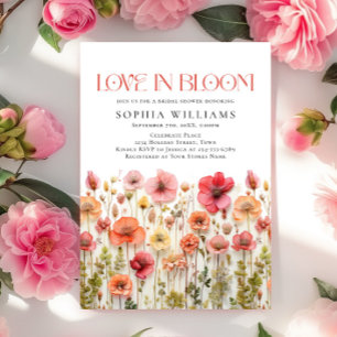 Invitación Flores salvajes Pastel Boho rosa Ducha de novia