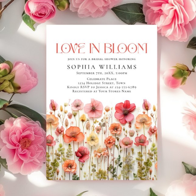 Invitación Flores salvajes Pastel Boho rosa Ducha de novia (Subido por el creador)