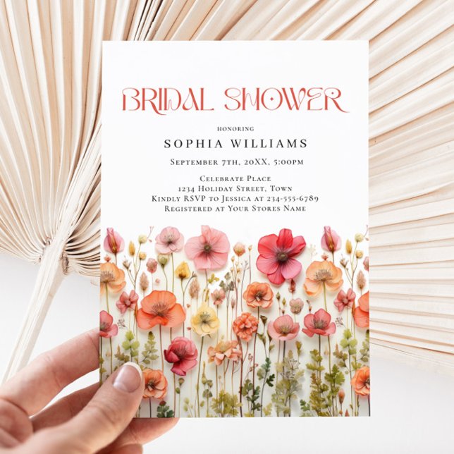 Invitación Flores salvajes Pastel Boho rosa Ducha de novia (Subido por el creador)