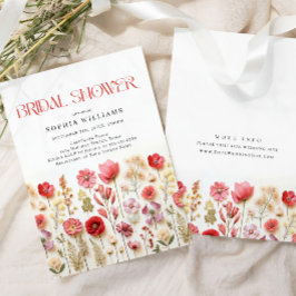 Invitación Flores salvajes Pastel Boho rosa Ducha de novia