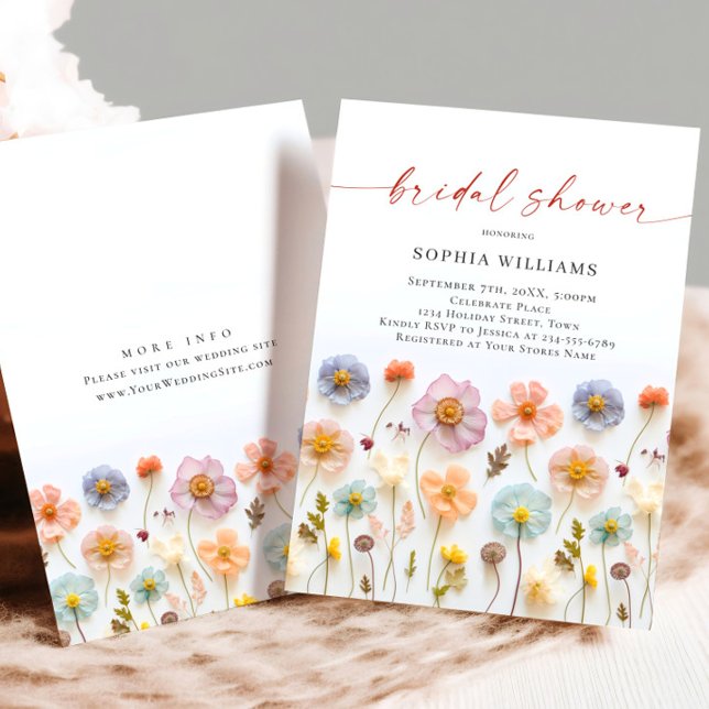 Invitación Flores salvajes Pastel Boho rosa Ducha de novia (Subido por el creador)