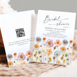 Invitación Flores salvajes Pastel Boho rosa Ducha de novia