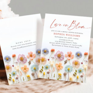 Invitación Flores salvajes Pastel Boho rosa Ducha de novia