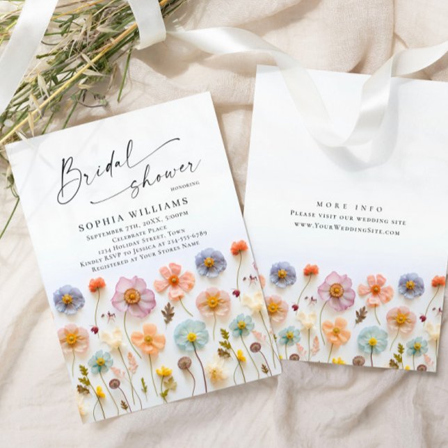 Invitación Flores salvajes Pastel Boho rosa Ducha de novia (Subido por el creador)