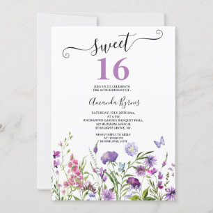 INVITACIÓN FLORES SALVAJES PURPLE FLORAL MEADOW COLOR DE AGUA