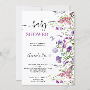 INVITACIÓN FLORES SALVAJES PURPLE FLORAL MEADOW COLOR DE AGUA
