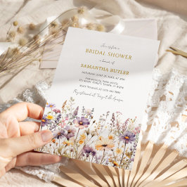 Invitación Flores salvajes púrpura ducha de novia